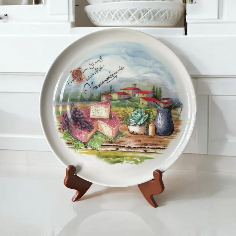 Ceramica Cuore Italy Plate Tuscan Cheese Grapes Appetizer Salad Dish Decor 11